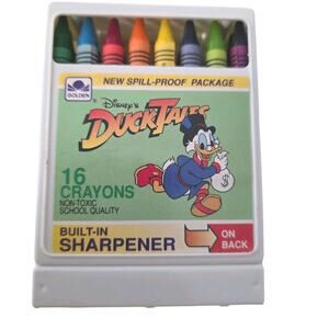 Vintage Duck Tales 16 Crayons w Built In Sharpener Disney Golden Books RARE